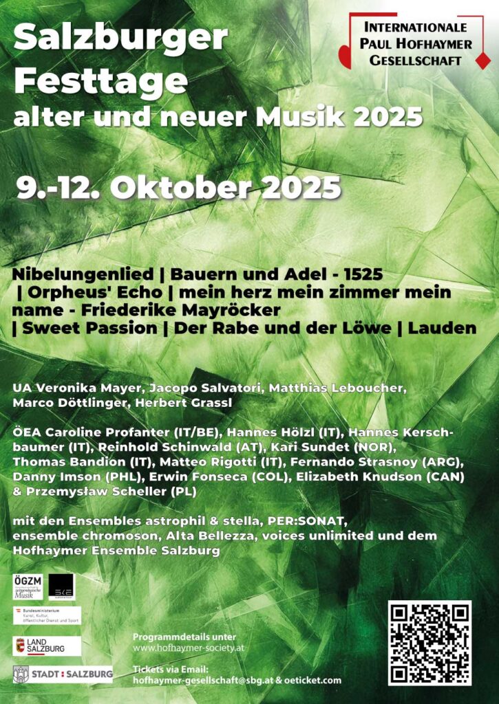 Plakat Hofhaymer Gesellschaft Festtage alter und neuer Musik 2025